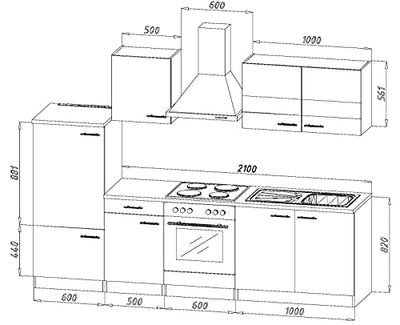 Küchenzeile Küche Einbauküche Küchenzeile Küchenblock 270 cm Weiß Grau Komplett