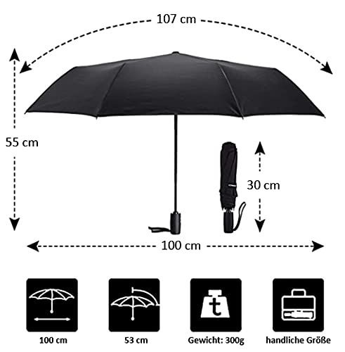 VON LILIENFELD Regenschirm Taschenschirm Skull Totenkopf Schädel Windfest Auf-Zu-Automatik Stabil Leicht