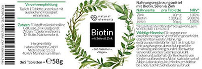 Biotin + Selen + Zink für Haut, Haare & Nägel - 365 vegane Tabletten - Premium Verbindungen z.B. von Albion® - Ohne Magnesiumstearat, laborgeprüft & in Deutschland produziert