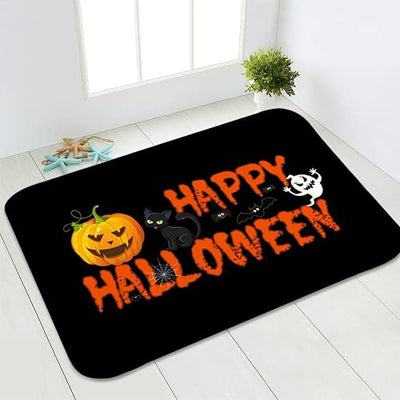 Halloween Fußmatte Welcome Mat Halloween Kürbisse Dekorative Fußmatte, saisonale Herbst Halloween Party Niedrige Profil-Bodenmatte Schalter Matte für Innen Außen 60 cm (B) x 40 cm (L) Größe 4