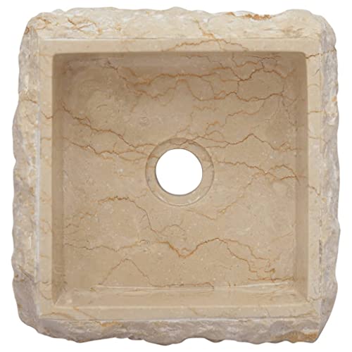 vidaXL Waschbecken Aufsatzwaschbecken Waschtisch Waschplatz Waschschale Handwaschbecken Naturstein Becken Badezimmer Creme 30x30x13cm Marmor