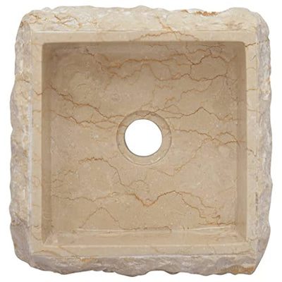 vidaXL Waschbecken Aufsatzwaschbecken Waschtisch Waschplatz Waschschale Handwaschbecken Naturstein Becken Badezimmer Creme 30x30x13cm Marmor