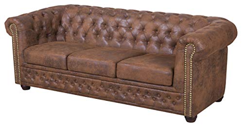 Küchen-Preisbombe Edles Chesterfield Sofa 3 Sitzer in Mikrofaser Vintage braun Couch Polstersofa