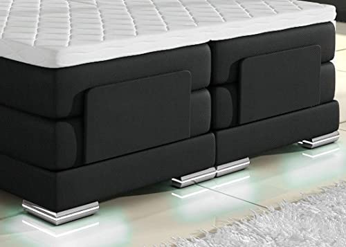 Manchester Boxspringbett elektrisch Schwarz Stoff 200 x 200 cm/LED-Fuß