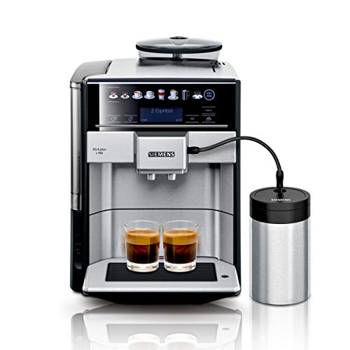 Siemens Kaffeevollautomat EQ.6 plus s700 TE657M03DE, für viele Kaffeespezialitäten, Milch-Aufschäumdüse, Keramikmahlwerk, Doppeltassenfunktion, Antikalk, automatische Dampfreinigung, 1500 W, edelstahl