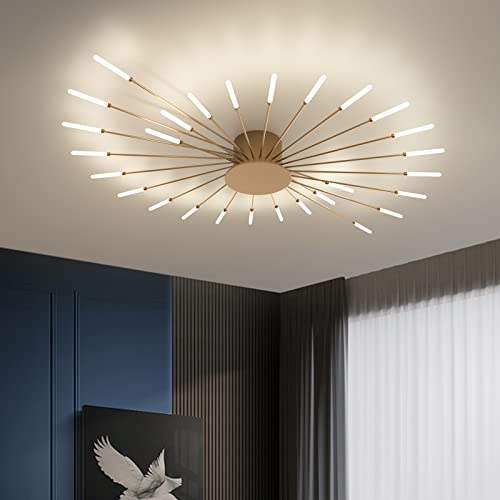 Moderne LED-Deckenleuchte, 42 Köpfe, goldene Unterputz-Deckenleuchte, Acryl-Lampenschirm-Kronleuchter, für Kinderzimmer, Schlafzimmer, Wohnzimmer, 4000 K neutrales Blumenform-Licht