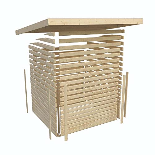 FinnTherm Saunahaus Asana aus Holz Gartensauna mit 38 mm Wandstärke Sauna Außensauna Pultdach