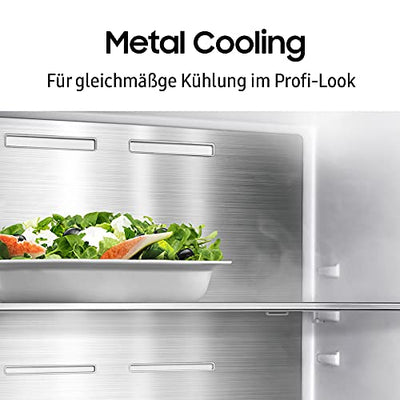 Samsung RH69B8941S9/EG Side-by-Side Kühlschrank, 178 cm, 645 ℓ, Beverage Center, Dual Ice Maker, Metal Cooling, Twin Cooling+, No Frost+, Frischwasseranschluss, Edelstahl Look