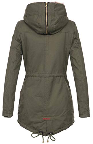 Navahoo warme Damen Winter Jacke lang Teddyfell Winterjacke Parka Mantel B648 [B648-Diamond-Grün-Gr.M]