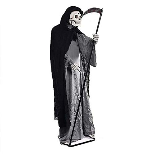 INSISTON Halloween Deko Gruselig Zombie Geist, Gruselig Zombie Halloween Dekoration Schädel, 1.8m die gruseligste Dekoration zu Halloween,Skeleton Ghost with The Scythe