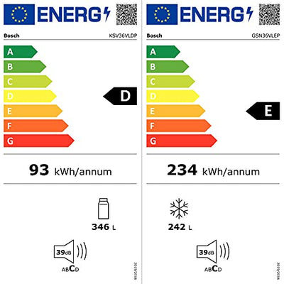 Bosch KAN95VLEP Europäischer Side-by-Side Kühlschrank, 186 x 120 cm, 346L Kühlen + 242L Gefrieren, VitaFresh längere Frische, NoFrost nie wieder abtauen, LED-Beleuchtung gleichmäßige Ausleuchtung