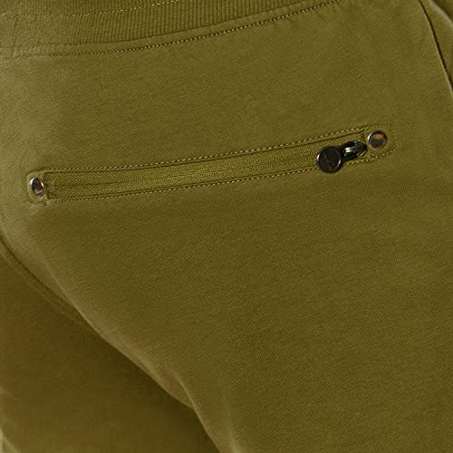 Mount Swiss Kurze Freizeithose Herren Liam I Kurze Sweatpants Herren mit Taschen - 2 Seiten- und 1 Gesäßtasche je mit Reißverschluß I Sport Shorts Herren Olivez, M