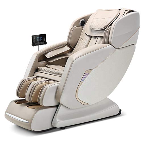 Lzour 2021 Massagestuhl, elektrische Null-Gravity SL-Track-Massagestuhl, Ganzkörper-Massagestuhl mit Heizbluetooth-Lautsprecher,Beige