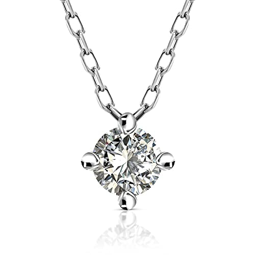 EDELIND Diamant Solitär Anhänger GIA Zertifiziert mit Kette 750/18 K Weißgold Länge 42cm Ankerkette Gold Damen mit 0.32 Ct Diamant Anhänger Brillant Halsschmuck mit Schmuck Geschenk Box