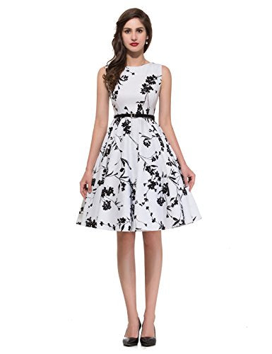 GRACE KARIN Blumen Kleid Rockabilly Damen gürtel Kleid festlich Petticoat Kleider XS CL6086-11