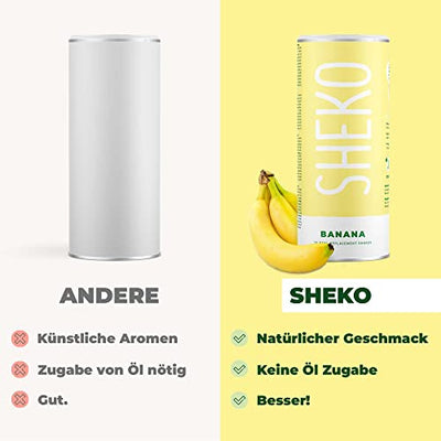 SHEKO Banane Mahlzeitersatz Shake | 25 cremige Bananenmilch Shakes pro Dose | Nur 200kcal, Glutenfrei & Natürlich lecker | Diät Shakes zum Abnehmen