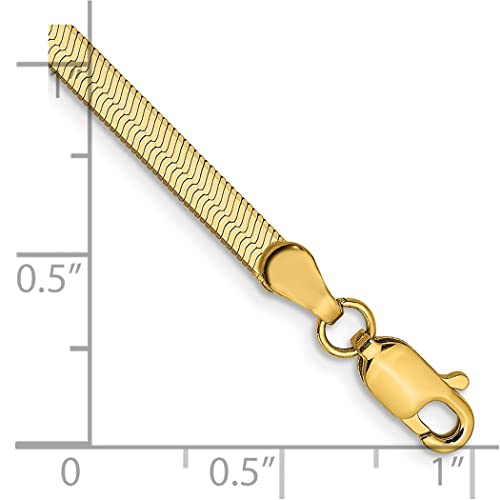 14 Karat 3 mm seidiges Fischgräten-Armband Schmuck Geschenke für Frauen – Längenoptionen: 18 20, Metall