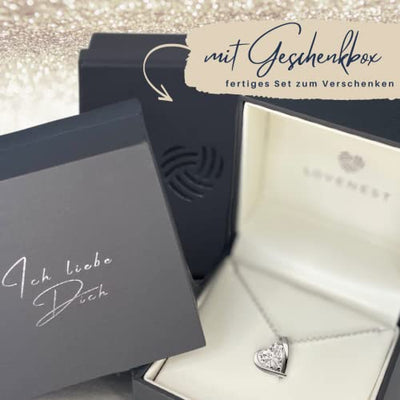 Herzkette Silber 925 Halskette Damen *Ich Liebe Dich* Kette Silberkette Herzanhänger Herz Schmuck Geschenke für Frauen Freundin Sie zum Geburtstag Hochzeitstag Jahrestag Liebesbeweis Liebesgeschenk