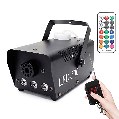 Nebelmaschine, 500W LED Licht Nebelmaschine mit Funkfernbedienung, tragbare Nebelmaschine, geeignet für Weihnachten, Halloween, Party, Hochzeitsbühne (schwarz)