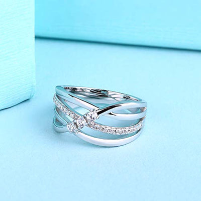 JO WISDOM Damen ring breit silber 925 mit 3A Zirkonia swarovski Verlobungsring,Schmuck für Frauen