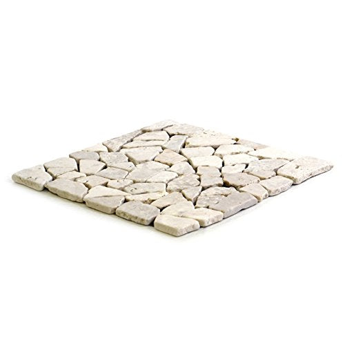 Divero 11 Fliesenmatten Naturstein Mosaik aus Marmor für Wand und Boden cremeweiß á 30 x 30 cm