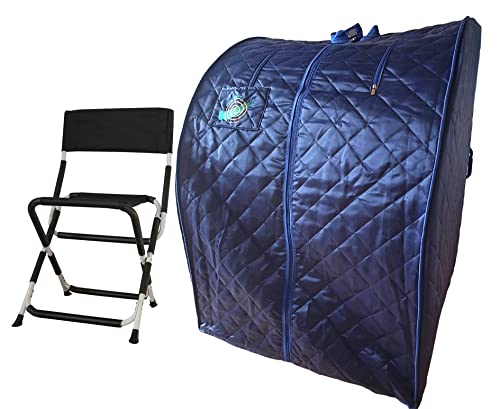 chi-enterprise Turmalin-Infrarotsauna, Tumalinsauna, Mobile Sauna XL Deluxe 1000 W I Portable Infrarotsauna blau I Heimsauna tragbar I Faltsauna I Infrarotkabine für 1 Person I Heißluftbad (Blau)