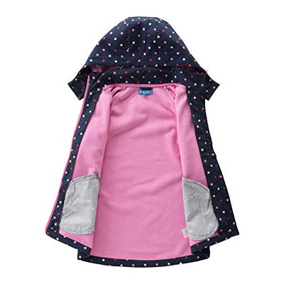 Natashas Kinder Mädchen Wasserdicht Jacke Übergangsjacke Fleecefütterung Warm Atmungsaktiv Winddicht Wanderjacke Softshelljacke Outdoorjacke mit Kapuze (110)