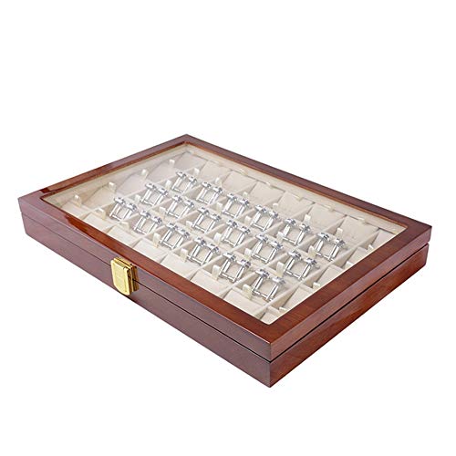 CUHAWUDBA 40 Paar Manschetten Knopf und Krawatten Klammer Aufbewahrungs Box für Herren Mode Bemalte Holz Ring Ohrring Sammlung Schmuck Display Box