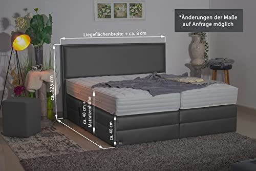 PAARA Boxspringbett Rom GM | 10.000 Newton Motorleistung | Antirutsch-Matten | Royal-WS® Taschenfederkern Matratze mit GELAX® Topper Kern | Made in Germany (240 x 220 cm)