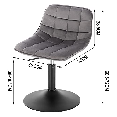 WOLTU 1 X Verstellbarer Sitzhocker Stuhl Arbeitshocker Bürohocker Esszimmerstuhl Schminkhocker Kommerzieller Shop Mehrzweck 360° Schwenken Samt Dunkelgrau Sitz 38-49.5cm Hoch