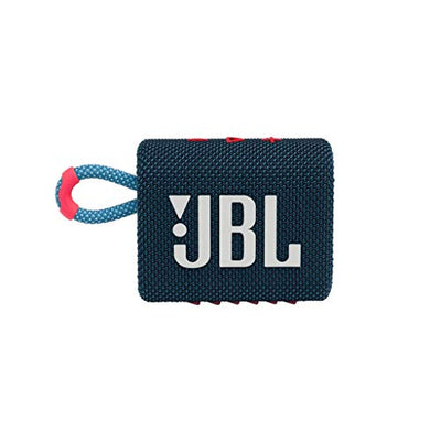 JBL GO 3 kleine Bluetooth Box in Blau und Pink – Wasserfester, tragbarer Lautsprecher für unterwegs – Bis zu 5h Wiedergabezeit mit nur einer Akkuladung