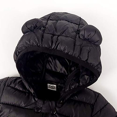 Baby Jacke Winter Mantel Kapuzenjacke Ultraleicht Mäntel mit Kapuze Schwarz 2-3 Jahre