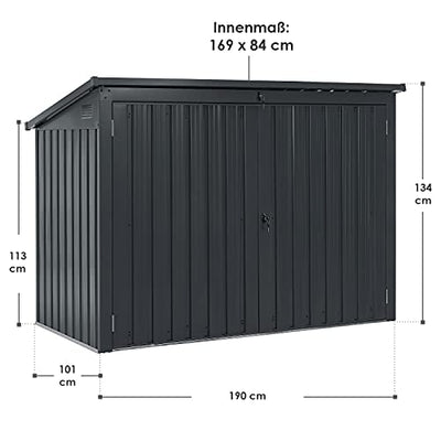 Juskys 3er Mülltonnenbox Namur 3 x 120 Liter Tonnen - 1,9m² - 2 Türen abschließbar - Metall Mülltonnenverkleidung Müllbox Müllhaus Aufbewahrungsbox