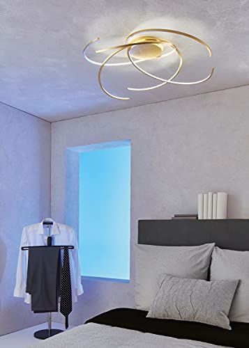 Moderne Deckenleuchte LED dimmbar Ø110cm in Gold Deckenlampe Designerleuchte Schlafzimmer Wohnzimmer