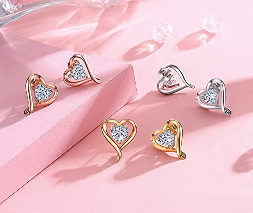 LAVUMO Ohrringe Silber 925 Rosegold Gold Damen Ohrstecker Set Geschenke für Frauen Freundin Mama Beste Freundin Mutter Oma zum Geburtstag Valentinstag Weihnachten Schmuck Damen Kleine Geschenke