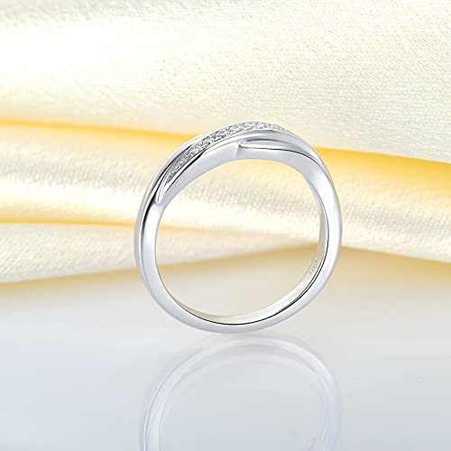 YL Ring Damen,Wickelring Verlobungsring Damen Unendlichkeit Ring Silber 925 Damen Zirkonia Ringe Silberringe Eheringe Antragsring für Frauen (Weiß, 56(17.8))