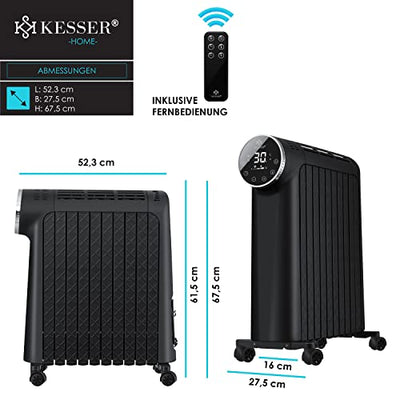 KESSER® Ölradiator 2500W Elektrische Heizung Heizkörper Elektroheizung energiesparend mit Display WiFi App & Fernbedienung Touchscreen - Mobil Öl Radiator 24h Timer, Thermostat & Überhitzungsschutz