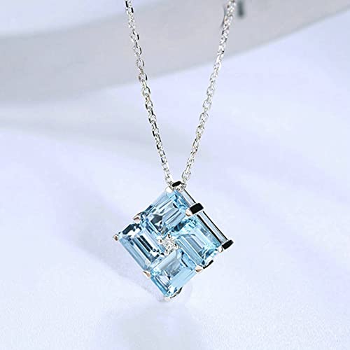 AmDxD Damen Halskette, 18 Karat Weißgold Kette Damen Klassisch Anhänger mit 2.12ct Aquamarin, Fein Frauen Schmuck, Schmuck Geburtstag Geschenke für Ehefrau, Weiß Gold, Echte Goldserie