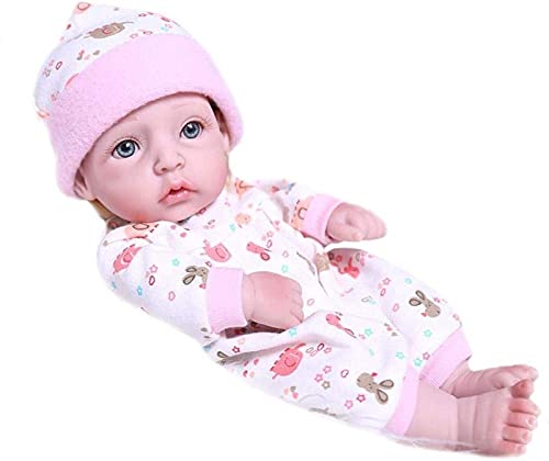 GLXLSBZ Reborn Baby-Puppe, realistische Babypuppen, 28 cm, Vollsilikon, Mini-Schlaf-Puppe, zum Baden geeignet, Spielzeug für Mädchen mit Korb, Kissen, Decken, Outfit für Kinder, Weihnachtsgeschenke