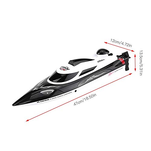 Schnelles ferngesteuertes Boot für Pools & Seen, RC 2,4 GHz Fernbedienung 4-Kanal-Miniboot Racing Speedboat Modell Kinderspielzeug Fahrzeug für Pools & Seen Automatisch(Schwarz)