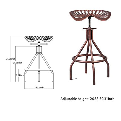 Diwhy Rustikaler Barhocker, Traktorsitz, verstellbarer Barhocker, industrieller Pubhocker, Kupfer