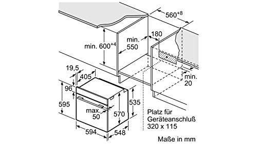 Bosch HBA533BW1 Serie 4 Einbau-Backofen, 60 x 60 cm, EcoClean Direct Reinigungshilfe, 3D Heißluft Backen auf 3 Ebenen, LED-Display, Versenkknebel, Schnellaufheizung, Kindersicherung