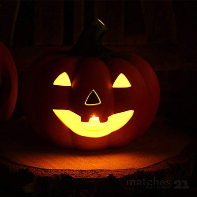 matches21 Halloween Kürbis Laterne/Windlicht 22x20 cm Halloweendekoration Dekokürbis Türkürbis Ton inkl. LED Teelicht