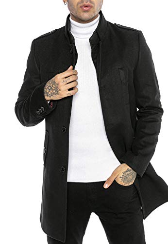 Redbridge Herren Mantel Winterjacke elegante Jacke Slim-Fit Transformable Schwarz XL