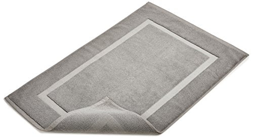 Amazon Basics Badvorleger mit rechteckiger Bordüre, Grau, 100% Baumwolle (1.200 g/m²), 50.8 x 78.7 cm