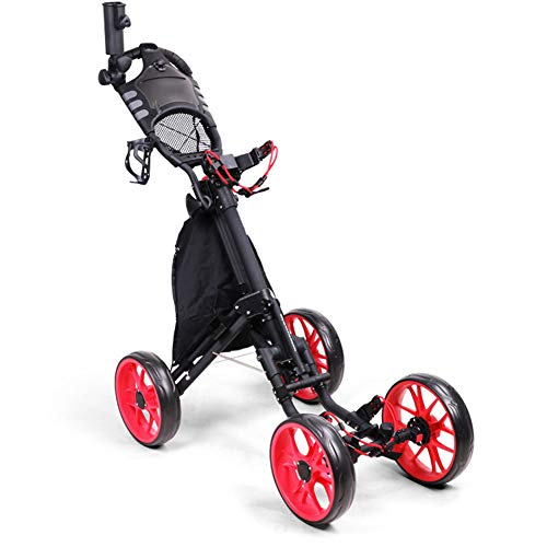 Golftrolley, Zieh-Golfcarts 4 Räder Push Pull, Golfwagen Mit Einstellbarem Griffwinkel, Zusammenklappbarer Leichter Golf Push Cart, Weihnachtsgeschenk