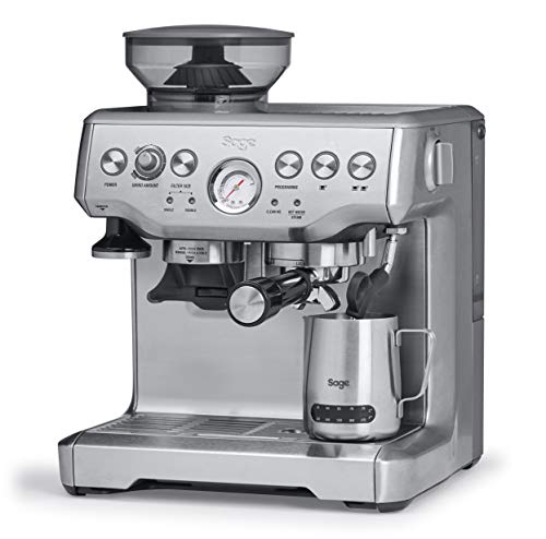 Sage Appliances Barista Express Espressomaschine und Kaffeemaschine mit Milchaufschäumer, Siebträgermaschine, SES875, Gebürsteter Edelstahl