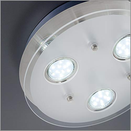 B.K.Licht I Deckenleuchte LED I Deckenstrahler I Deckenlampe I warmweiße Lichtfarbe I inkl. 3 x 3W 250 lm GU10 I matt nickel I IP20