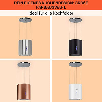 Klarstein Inselhaube, Dunstabzugshaube Umluft, Leise Abzugshaube für Kochinsel, Aktivkohlefilter, Inselhauben Freihängend Kronleuchter-Design, 3 Stufen Dunstabzugshaube mit Filter, 558m³/h Luftstrom