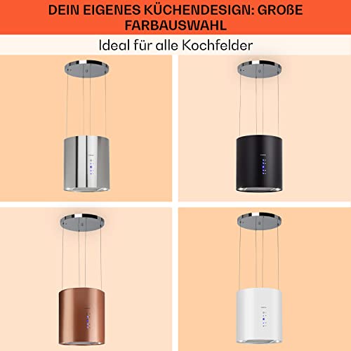 Klarstein Inselhaube, Dunstabzugshaube Umluft, Leise Abzugshaube für Kochinsel, Aktivkohlefilter, Inselhauben Freihängend Kronleuchter-Design, 3 Stufen Dunstabzugshaube mit Filter, 558m³/h Luftstrom